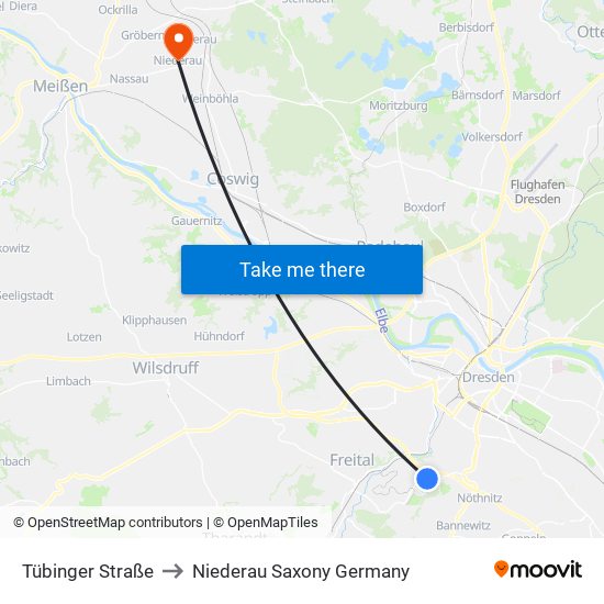 Tübinger Straße to Niederau Saxony Germany map