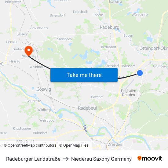 Radeburger Landstraße to Niederau Saxony Germany map