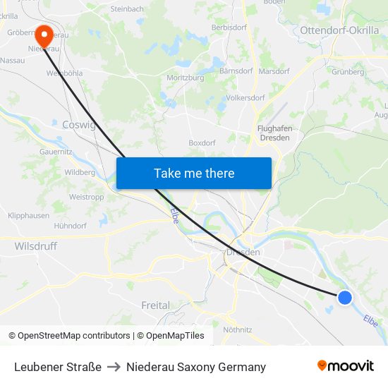 Leubener Straße to Niederau Saxony Germany map