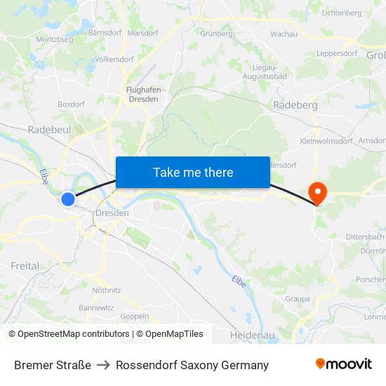 Bremer Straße to Rossendorf Saxony Germany map