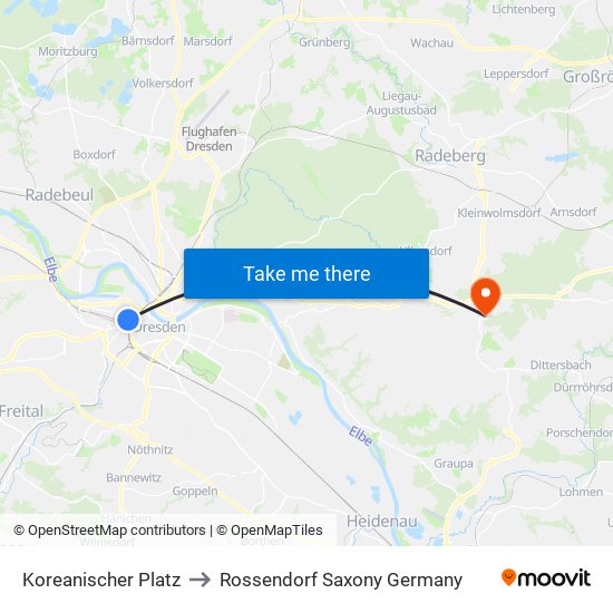 Koreanischer Platz to Rossendorf Saxony Germany map