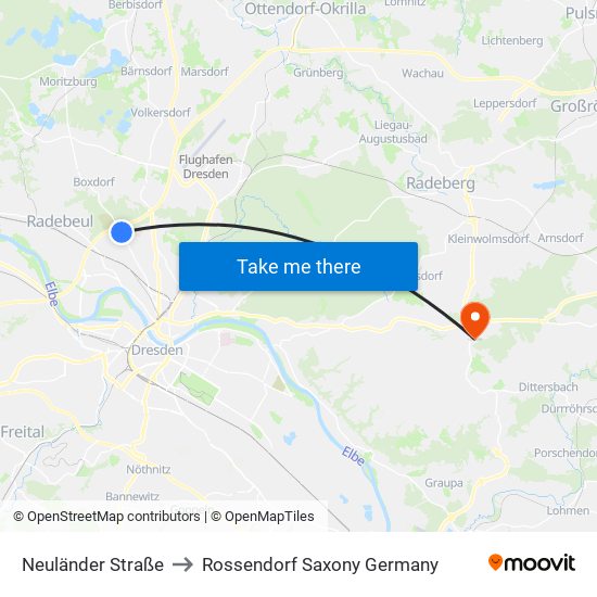Neuländer Straße to Rossendorf Saxony Germany map