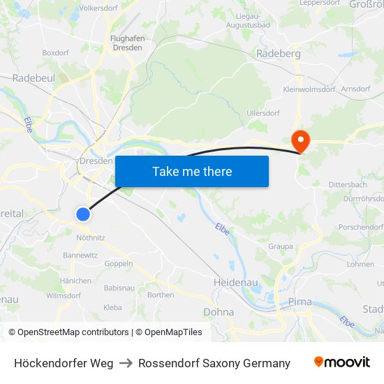 Höckendorfer Weg to Rossendorf Saxony Germany map