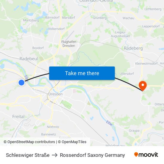 Schleswiger Straße to Rossendorf Saxony Germany map