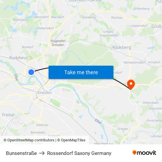 Bunsenstraße to Rossendorf Saxony Germany map