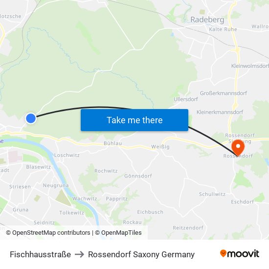 Fischhausstraße to Rossendorf Saxony Germany map