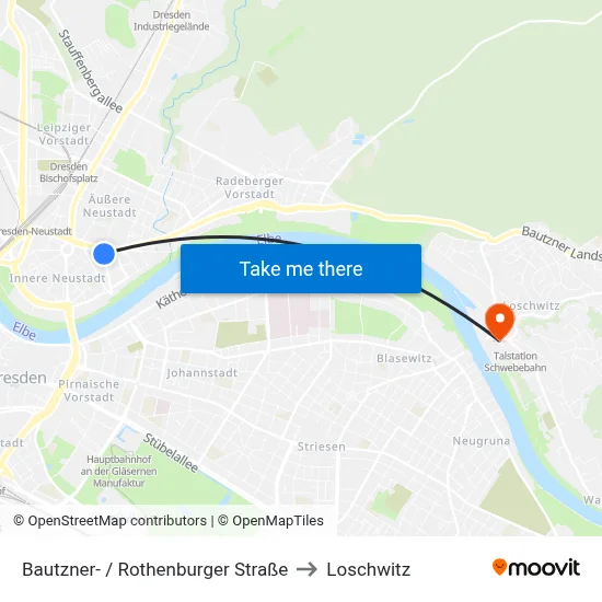 Bautzner- / Rothenburger Straße to Loschwitz map