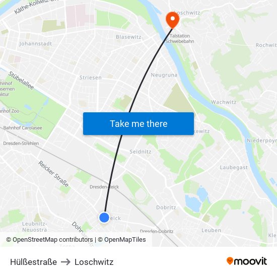 Hülßestraße to Loschwitz map