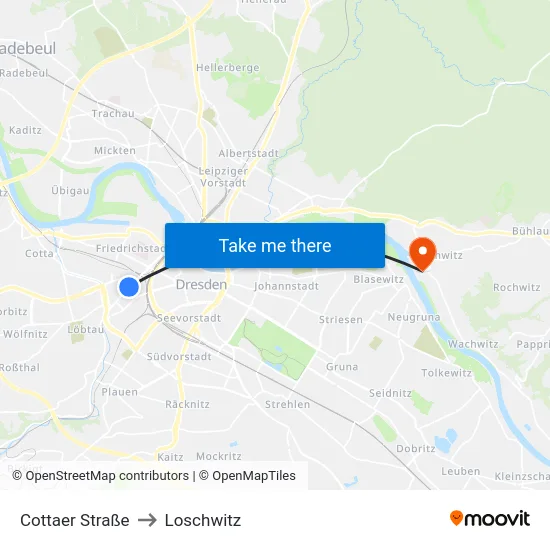 Cottaer Straße to Loschwitz map