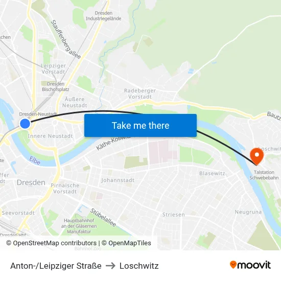 Anton-/Leipziger Straße to Loschwitz map