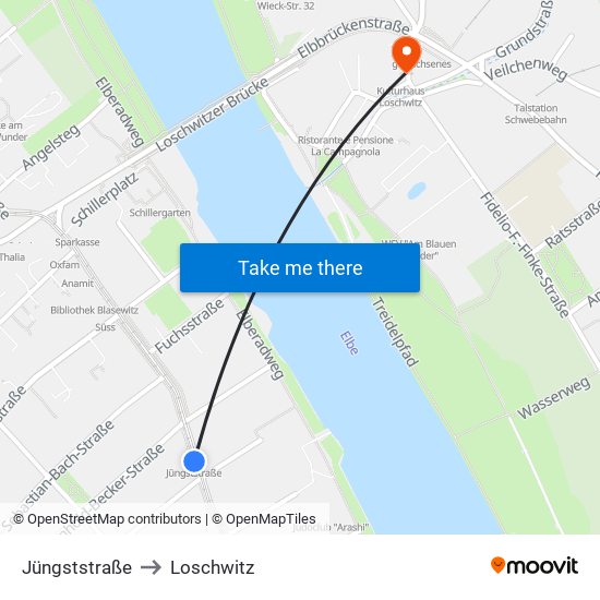 Jüngststraße to Loschwitz map