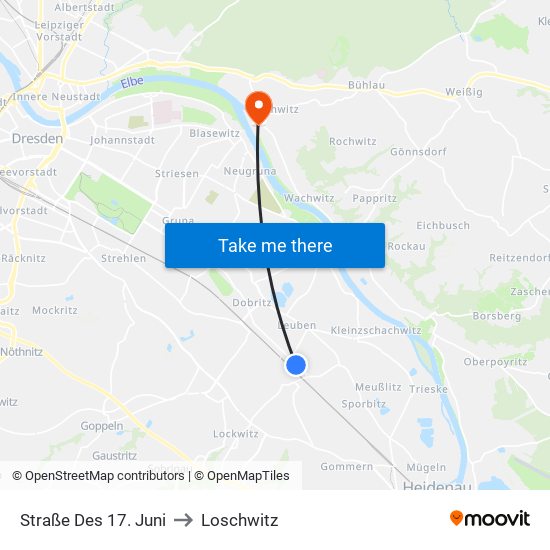 Straße Des 17. Juni to Loschwitz map