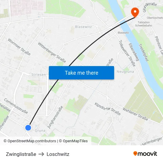 Zwinglistraße to Loschwitz map