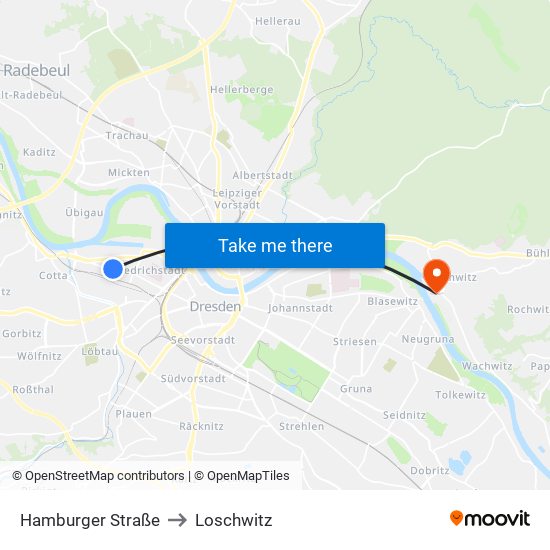 Hamburger Straße to Loschwitz map