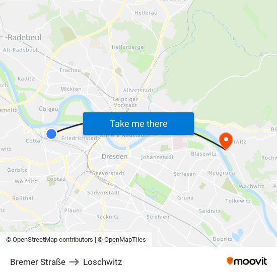 Bremer Straße to Loschwitz map