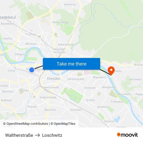 Waltherstraße to Loschwitz map