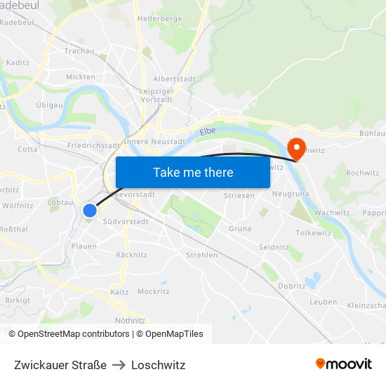 Zwickauer Straße to Loschwitz map