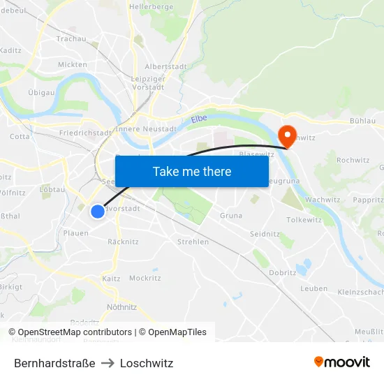 Bernhardstraße to Loschwitz map