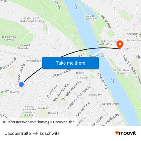 Jacobistraße to Loschwitz map