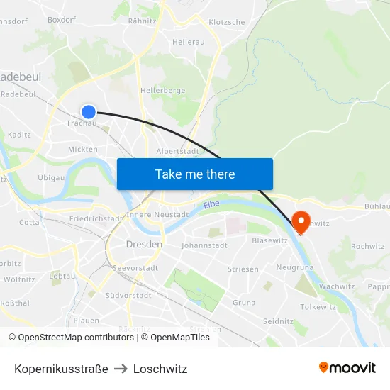 Kopernikusstraße to Loschwitz map