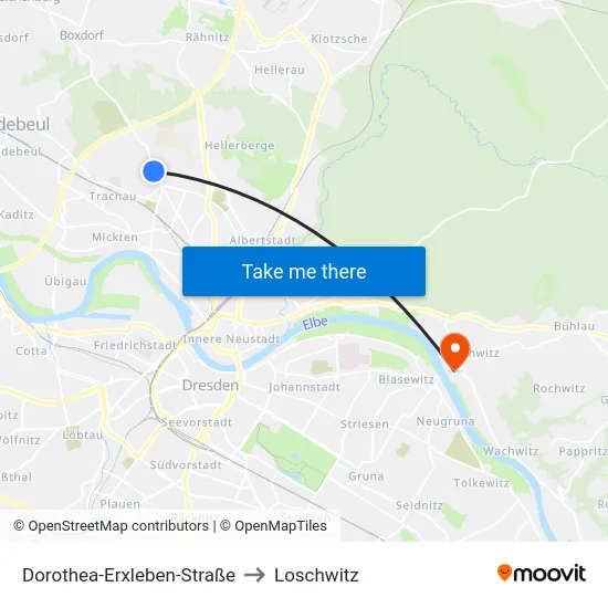 Dorothea-Erxleben-Straße to Loschwitz map