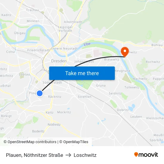 Plauen, Nöthnitzer Straße to Loschwitz map
