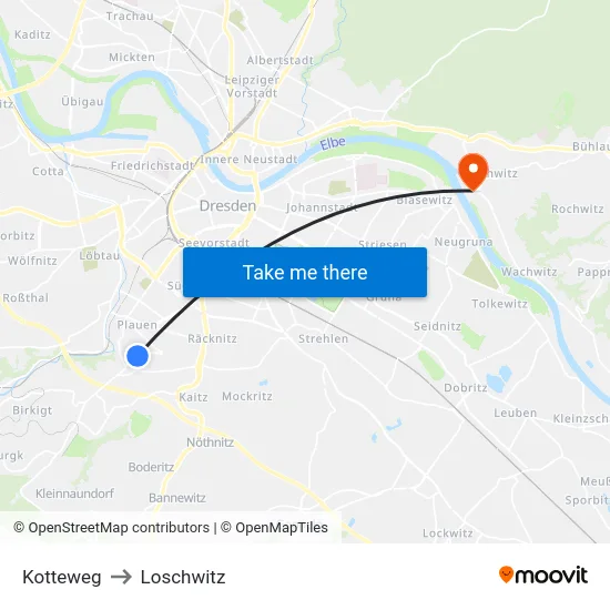 Kotteweg to Loschwitz map