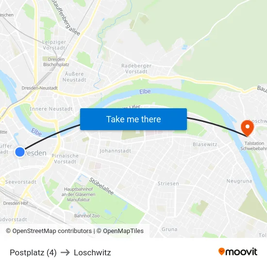 Postplatz (4) to Loschwitz map