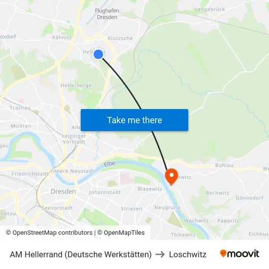 AM Hellerrand (Deutsche Werkstätten) to Loschwitz map