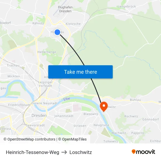 Heinrich-Tessenow-Weg to Loschwitz map