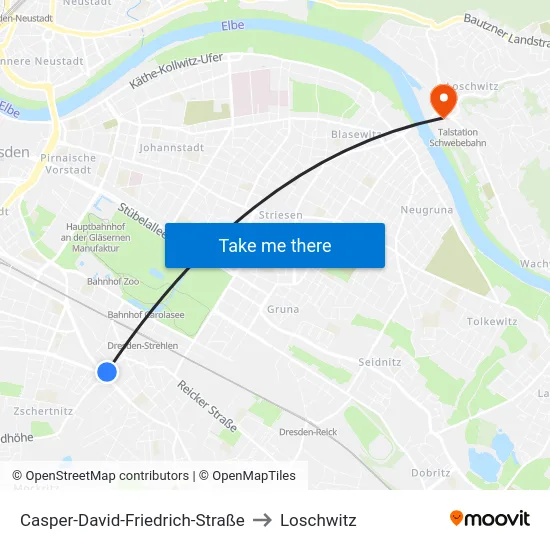 Casper-David-Friedrich-Straße to Loschwitz map