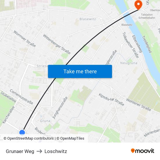 Grunaer Weg to Loschwitz map