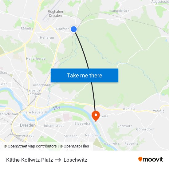 Käthe-Kollwitz-Platz to Loschwitz map