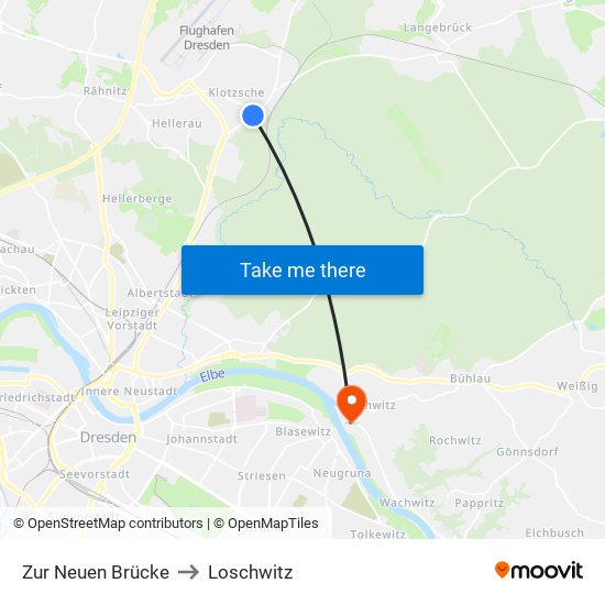 Zur Neuen Brücke to Loschwitz map