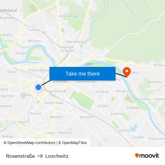 Rosenstraße to Loschwitz map