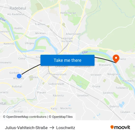 Julius-Vahlteich-Straße to Loschwitz map