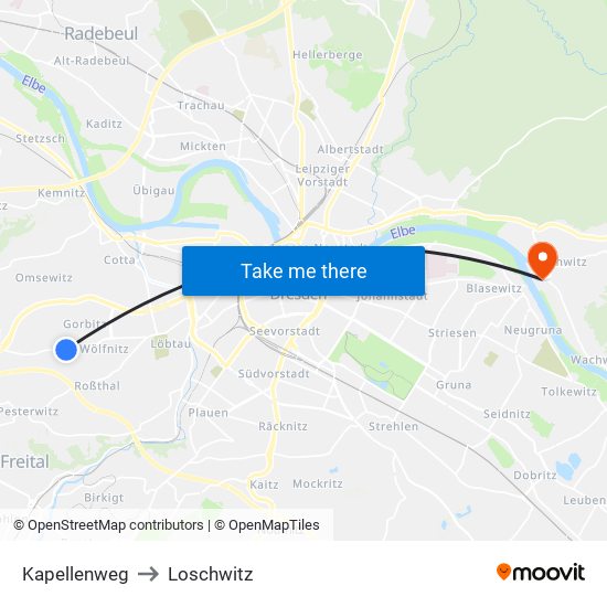 Kapellenweg to Loschwitz map