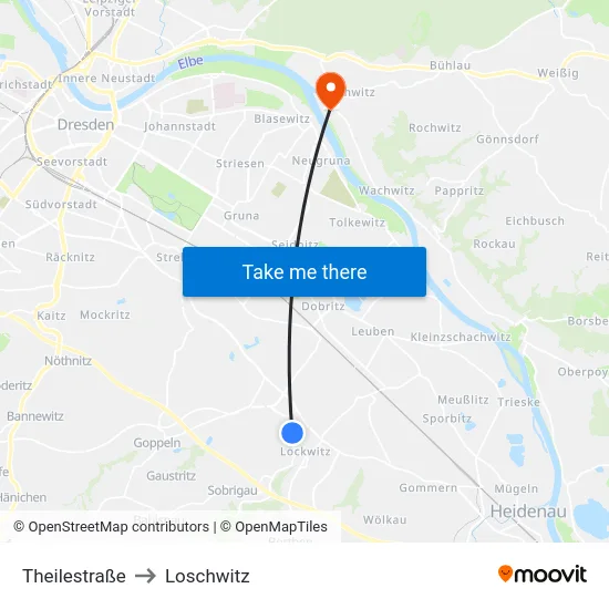 Theilestraße to Loschwitz map