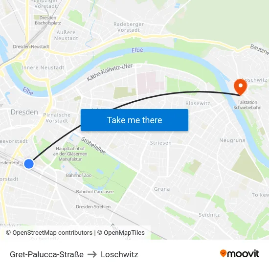 Gret-Palucca-Straße to Loschwitz map