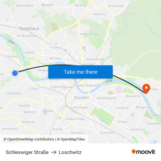Schleswiger Straße to Loschwitz map