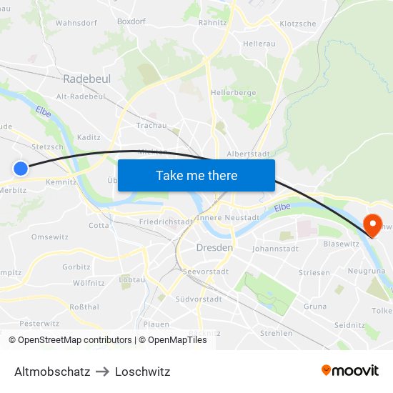 Altmobschatz to Loschwitz map