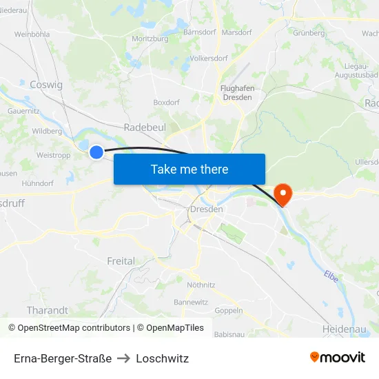 Erna-Berger-Straße to Loschwitz map