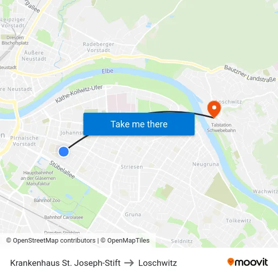 Krankenhaus St. Joseph-Stift to Loschwitz map
