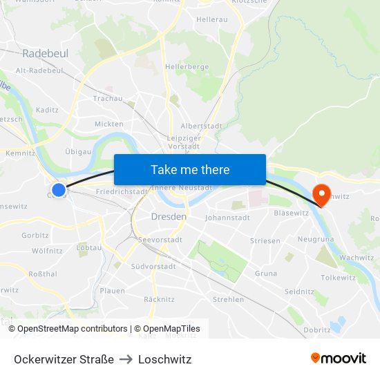 Ockerwitzer Straße to Loschwitz map