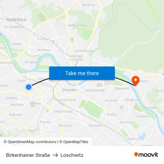 Birkenhainer Straße to Loschwitz map