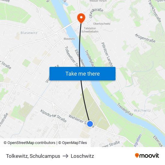 Tolkewitz, Schulcampus to Loschwitz map
