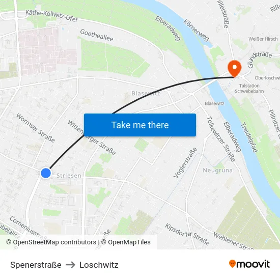 Spenerstraße to Loschwitz map