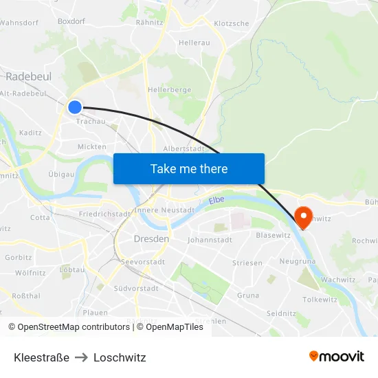 Kleestraße to Loschwitz map