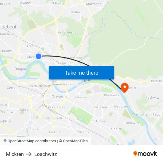 Mickten to Loschwitz map