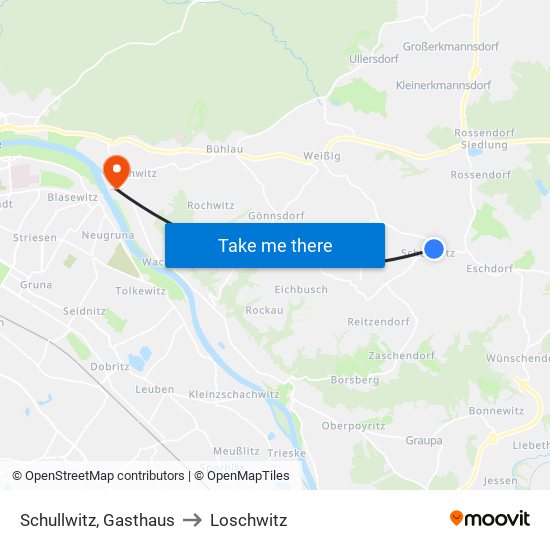 Schullwitz, Gasthaus to Loschwitz map